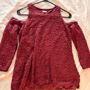 Hollister Burgundy Lace Cold-Shoulder Top